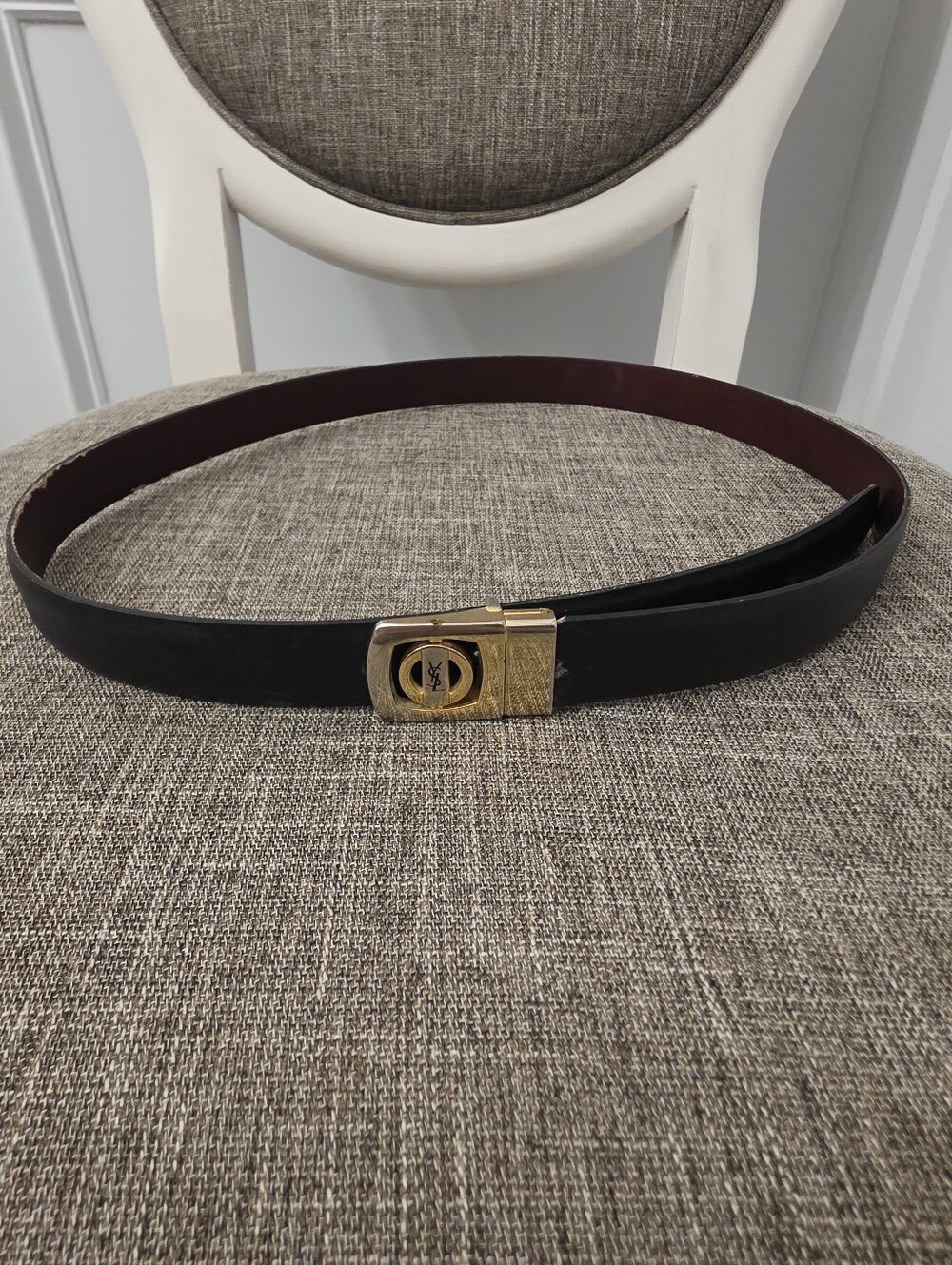 Authentic Vintage YSL Reversible Spinner Logo Belt 39" - Picture 3 of 9